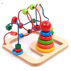 Laberinto Montessori de madera + círculos apilables | Juego de Motricidad fina