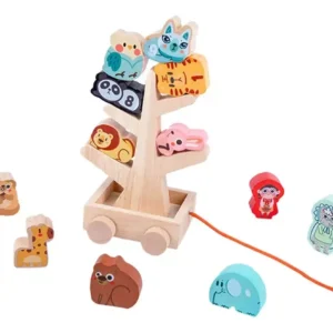 Jenga juego de equilibrio Montessori árbol de animales | Juguete de madera para motricidad y coordinación